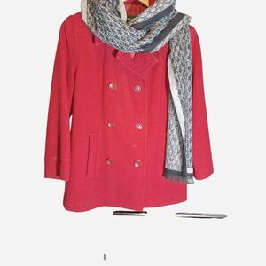 Eddie Bauer Women's Classic Vintage y2k Red Pea Coat